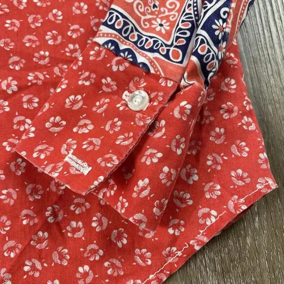 Vintage 70s Daisy Patchwork Point Collar Pocket Blouse Small See Measurements - Picture 10 of 10